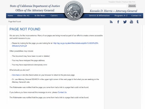 Attorney General Kamala Harris's office quickly removed the "Sodomite Suppression Act" from its website after the judge's ruling.
